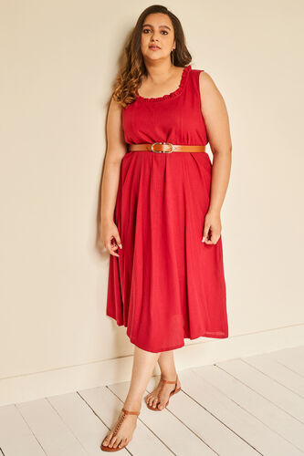 Red Solid Straight Dress, Red, image 8